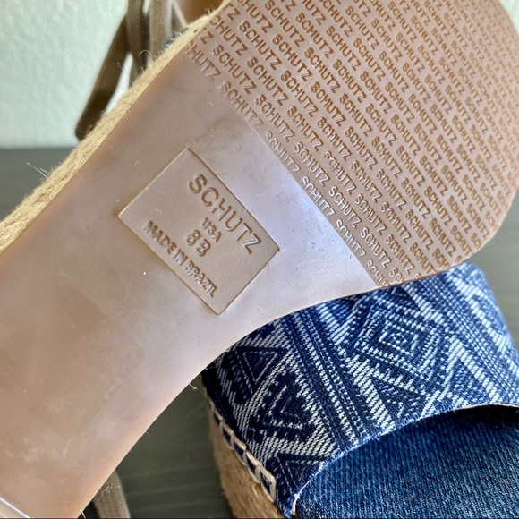 SCHUTZ Zayne Printed Denim Espadrille Platform - Picture 9 of 14